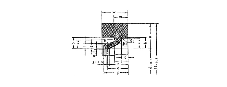 J形架橡膠油封體的錐形截面結(jié)構(gòu)圖